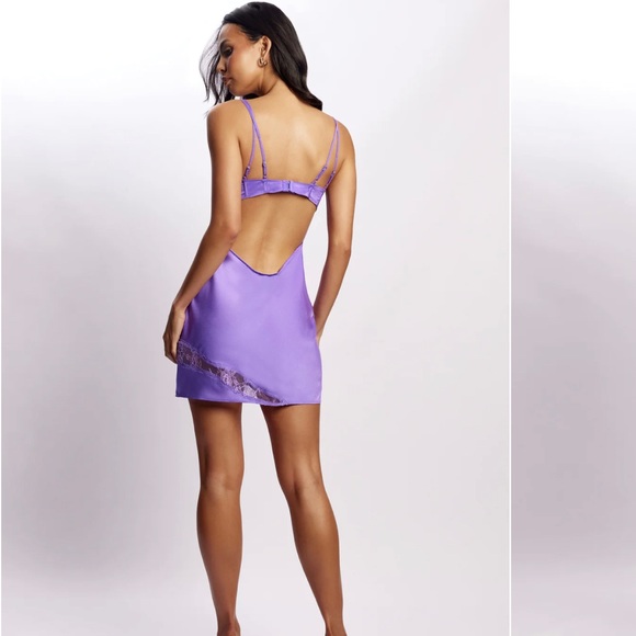 Meshki Joselyn Purple Satin Mini Dress XS - Picture 2 of 5